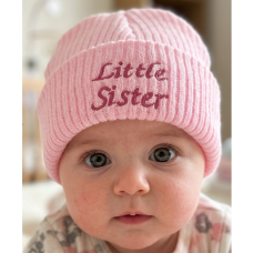 KW113: Baby Embroidered Little Sister Knitted Hat (Newborn -3 Months)